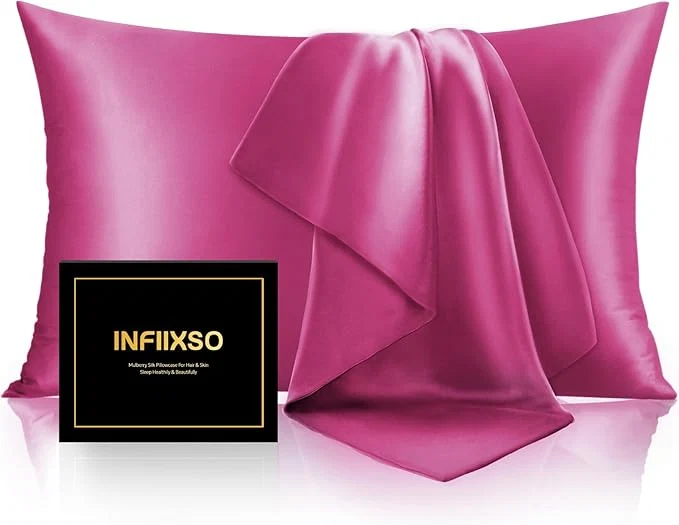 Casual INFIIXSO Mulberry Silk Pillow Case King Size Silk Pillowcase with Hidden Zipper 20 quot x36 quot Smooth and Soft Pillow Cases for Hair and Skin Hot Pink 1 Pack Contemporary