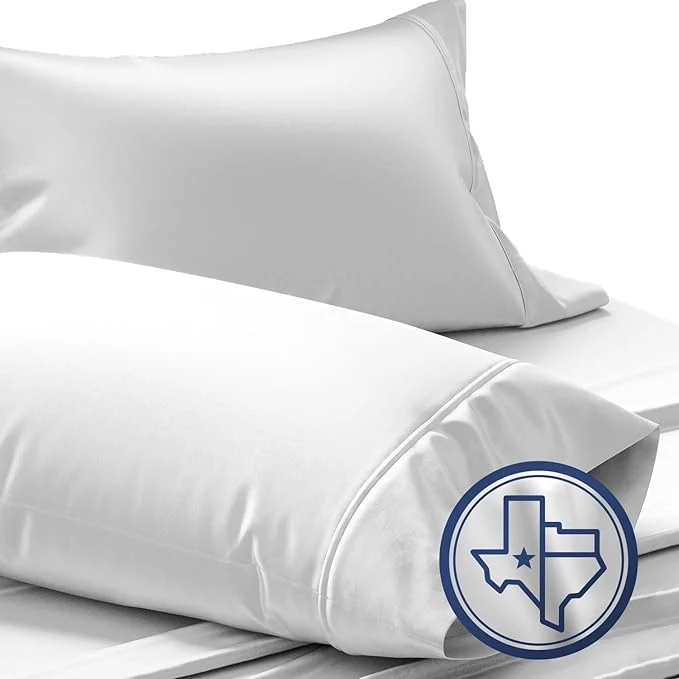 Convenient TEXAS LINEN CO. Egyptian Cotton Standard Queen Size Pillow Cases Set of 2-1000 Thread Count Pillow Cover - Soft Breathable amp Cooling Silver Pillowcases Set of 2 for Standard Queen Pillows Smooth