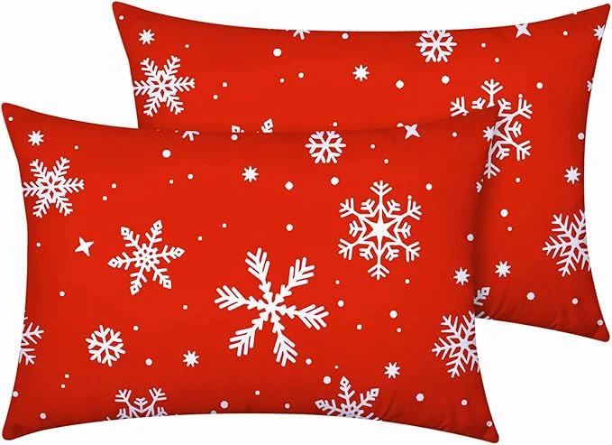 Carefully Designed YIYEA Christmas Standard Pillow Cases Set of 2 Ultra Soft Double Brushed Microfiber Pillowcases Standard Christmas Snowflake Bed Pillow Covers Fade Resistant Easy Slip-On 20 quot x26 quot Elite