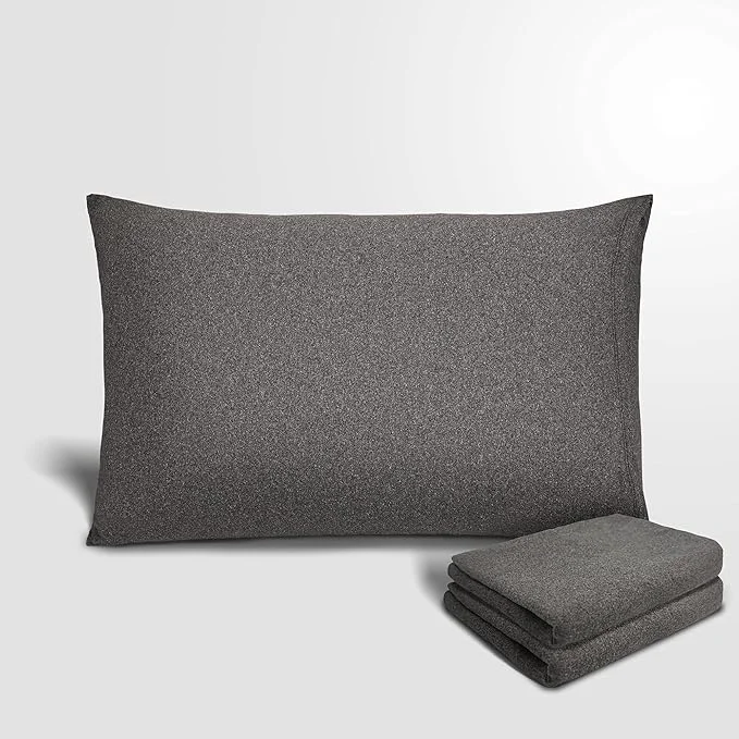 Relaxed Stretch Pillowcases - Micro Jersey Knit amp Ultra Soft Grey Pillow Cases Standard Size - Set of 2 Heather Gray Prestigious