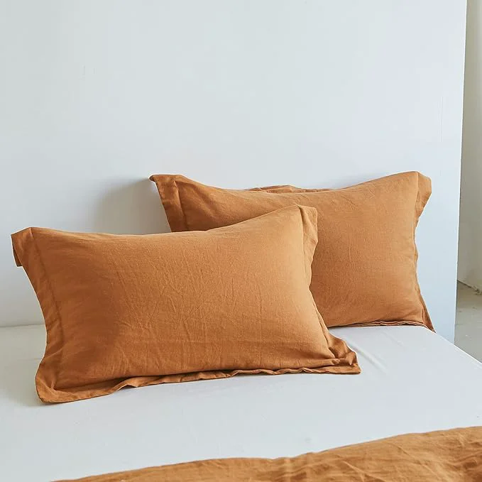 Lightweight Simple amp Opulence Linen Pillow Case King Size Set of 2 Rust Pillow Covers with Overlap Closure Luxury Breathable Pillowcases Protectors Suitable for All-Season 20 quot X 36 quot Rust Consistent