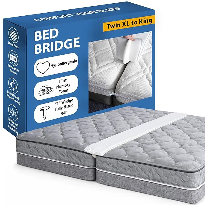 Refined Greaton 80 Bed Bridge Pad Twin XL to King Mattress Converter Kit Gap Filler for Adjustable Mattresses Good for Guests Stay Overs amp Family Room White Smooth