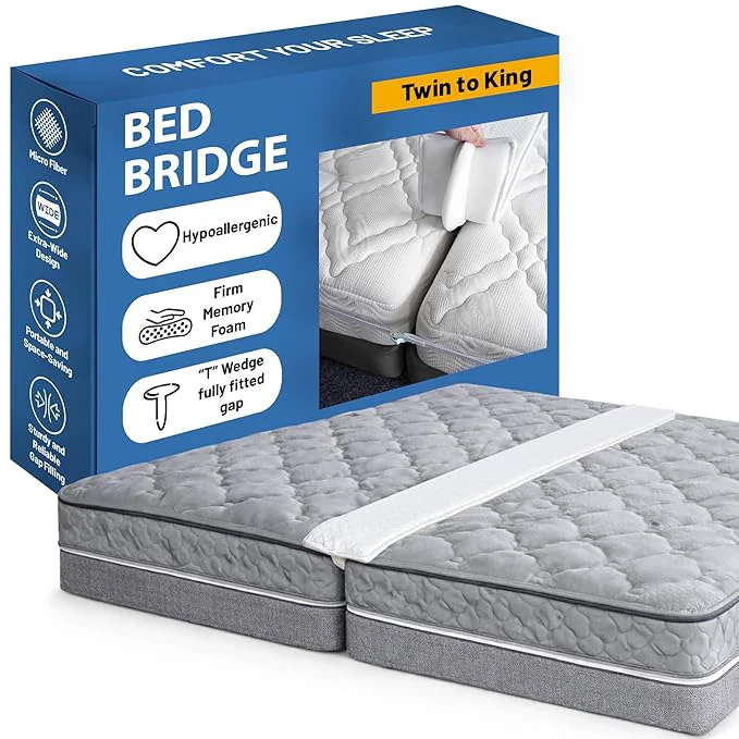 Flexible Greaton 74.8 Bed Bridge Pad Twin to King Mattress Converter Kit Gap Filler for Adjustable Mattresses Good for Guests Stay Overs amp Family Room White Efficient