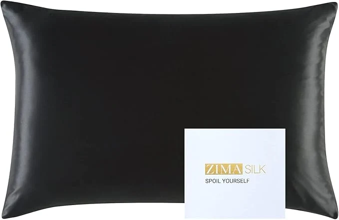 Premium ZIMASILK 25 Momme Pure Mulberry Silk Pillowcase for Hair and Skin Care Highest Grade 6A Pillow Cases for Women Long-Lasting Durablity Gift for Women Men 1Pc Queen 20 quot x30 quot Black Organic