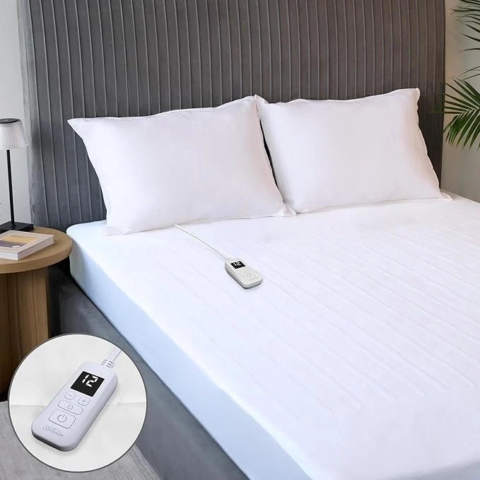 World-Class Sunbeam Electric Heated Mattress Pad Twin 75 quot x 39 quot 12 Heat Settings 12-Hour Auto Shut-Off Fast Heating Soft Cozy Fabric Deep Pocket Skirt Machine Washable Optimized