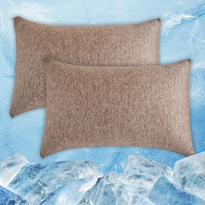 Advanced CHOSHOME Cooling Pillow Cases Zipper Pillow Covers Q-Max gt 0.45 Zippered Pillowcases for Hot Sleepers Soft Breathable Skin-Friendly 2 Pack King 20 quot x36 quot Brown Classic