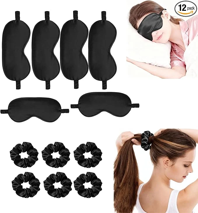 Next-Generation 12Pcs Silk Sleep Masks Satin Eye Mask Silky Eyes Cover Blindfold Eyeshade Hair Prestigious