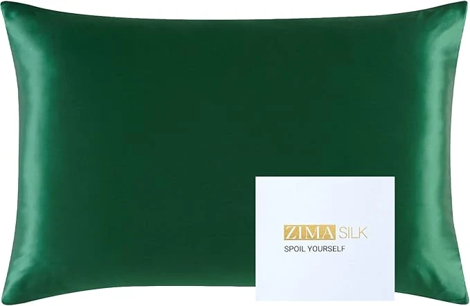 Elegant ZIMASILK 25 Momme Pure Mulberry Silk Pillowcase for Hair and Skin Care Highest Grade 6A Pillow Cases for Women Long-Lasting Durablity Gift for Women Men 1Pc King 20 quot x36 quot Blackish Green Solid