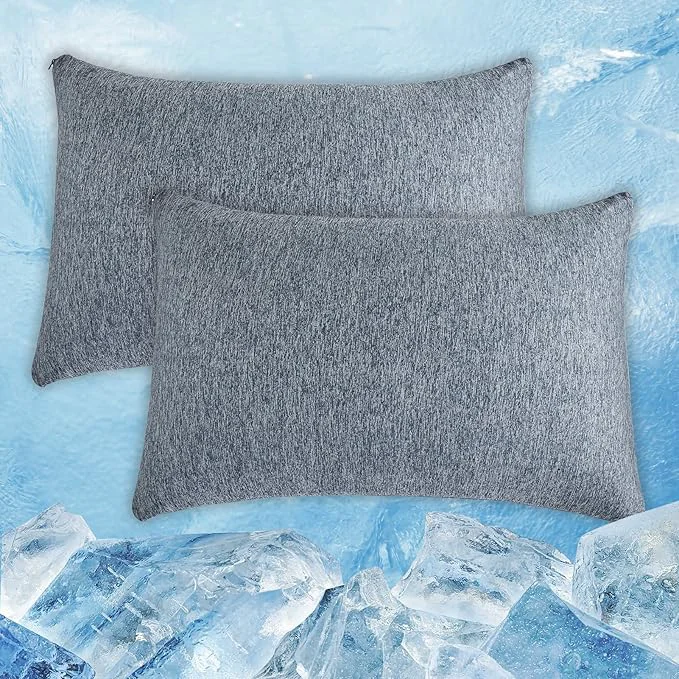 High-Performance CHOSHOME Cooling Pillow Cases Zipper Pillow Covers Q-Max gt 0.45 Zippered Pillowcases for Hot Sleepers Soft Breathable Skin-Friendly 2 Pack Standard 20 quot x26 quot Navy Blue First-Class