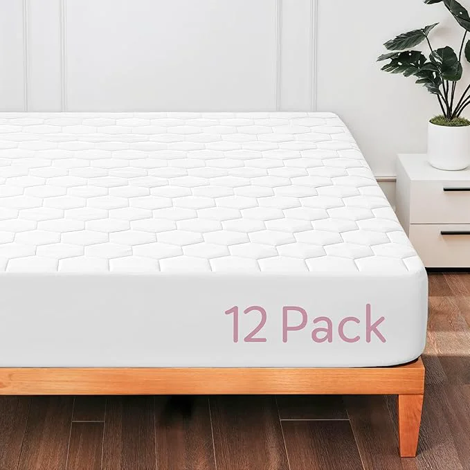 First-Class Hearth amp Harbor 12 Pack Twin Size Quilted Fitted Mattress Pad Cover Waterproof Mattress Protectors Deep Pocket Fitted Mattress Cover 8 quot - 21 quot 39 quot x 75 quot White Expertly Made