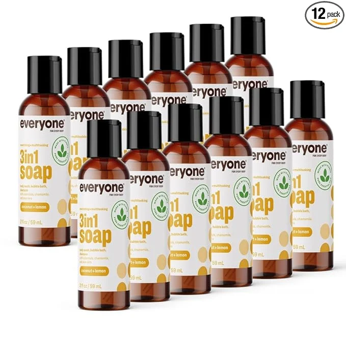 Trendy Everyone 3-in-1 Soap Body Wash Bubble Bath Travel Size 2 Ounce Coconut and Dependable
