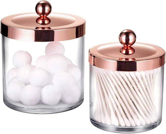 Expertly Made SheeChung 2-Pack Plastic Apothecary Jars - 25oz 15oz Clear Acrylic Qtip Organic
