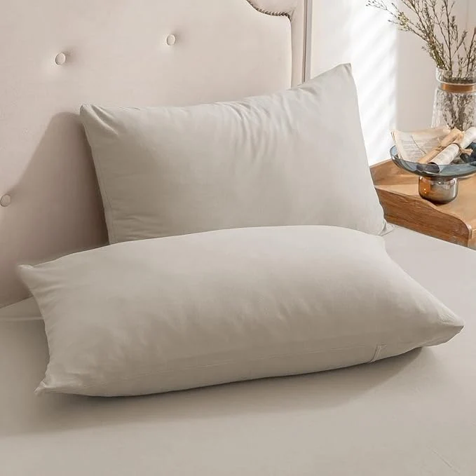 Reliable PURE ERA Jersey Knit Pillowcases T-Shirt Cotton Super Soft Comfy Breathable Set of 2 King 20 quot x 36 quot Solid Dark Beige Traditional
