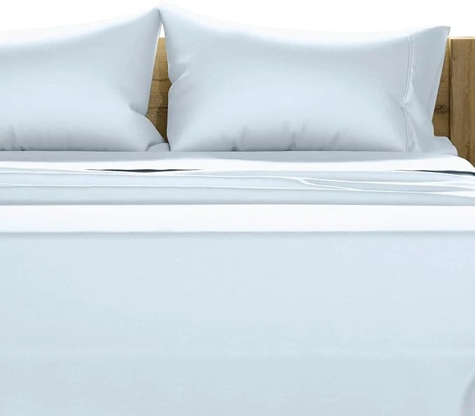 Premium Texas Linen Co. Egyptian Cotton Queen Sheets Set - Luxury 1500 Thread Count Egyptian Cotton Sheets Queen Size Bed Set 17 quot Deep Pocket Soft Cooling Sateen Hotel Quality Bedding Set - Light Blue Natural