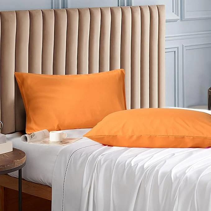 Premium Evolive Ultra Soft Brushed Microfiber Standard Size 20 quot x30 quot Pillowcases Pair Set of 2 with Envelope Closure 20 quot x30 quot Standard Orange Detailed