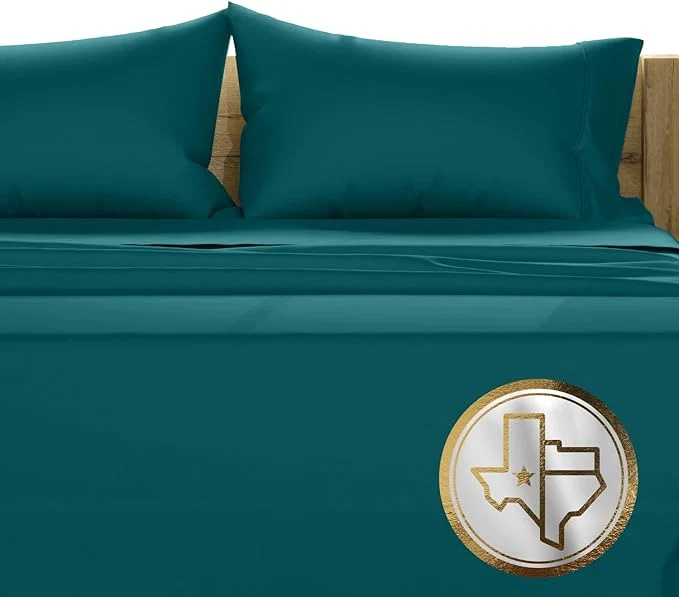 Advanced TEXAS LINEN CO. Egyptian Cotton Sheets California King Size - 1500 Thread Count Cal King Sheet Set Egyptian Cotton 4 PC Luxury Bedsheet Teal Soft Cooling 17 quot Deep Pocket Bedsheet Set Professional