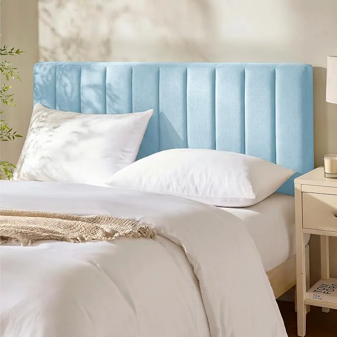 High-End Hearth amp Harbor Wall Mounted Full Headboard Only Bed Headboard Full Size Easy Assemble Floating Peel and Stick Upholstered Channel Stitched 3D Wall Panels 5 Strips of 3M Tape Included Ice Blue Optimized