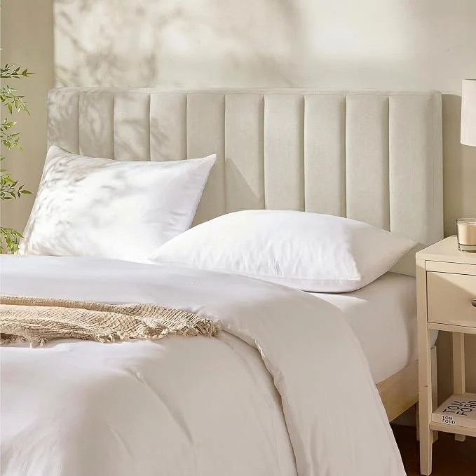 High-Quality Hearth amp Harbor Wall Mounted King Headboard Only Bed Headboard King Size Easy Assemble Floating Peel and Stick Upholstered Channel Stitched 3D Wall Panels 5 Strips of 3M Tape Included Linen Dependable