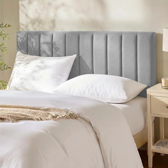 Easy-to-Use Hearth amp Harbor Wall Mounted Full Headboard Only Bed Headboard Full Size Easy Assemble Floating Peel and Stick Upholstered Channel Stitched 3D Wall Panels 5 Strips of 3M Tape Included Silver Contemporary