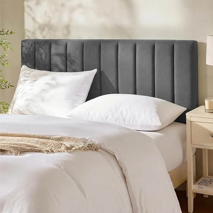 Powerful Hearth amp Harbor Wall Mounted King Headboard Only Bed Headboard King Size Easy Assemble Floating Peel and Stick Upholstered Channel Stitched 3D Wall Panels 5 Strips of 3M Tape Included Grey Efficient