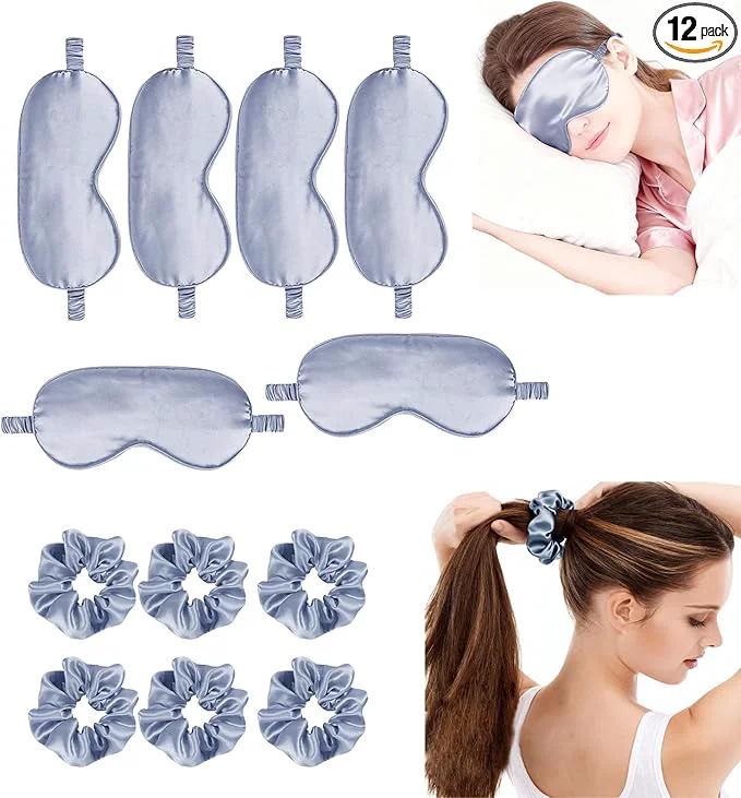 User-Friendly 12Pcs Silk Sleep Masks Satin Eye Mask Silky Eyes Cover Blindfold Eyeshade Hair Excellent