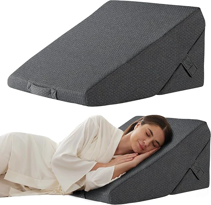 Casual Wedge Pillow for Sleeping Adjustable 9 amp 12 Inch Foldable Bed Wedge Pillow Set Orthopedic Memory Foam Triangle Pillows Wedge 7-in-1 d Pillows for Leg and Back Support Dark Grey Efficient