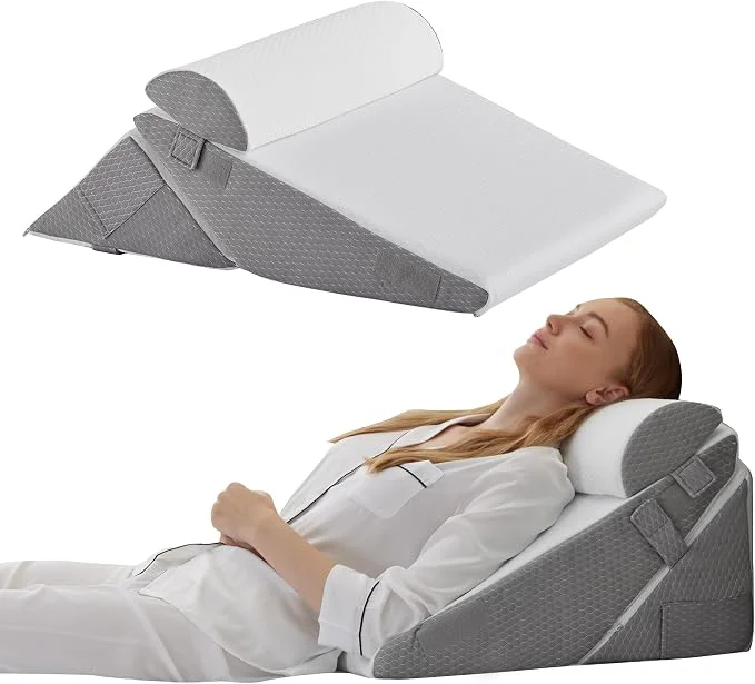 Contemporary Wedge Pillow Headboard 3PCS Orthopedic Bed Wedge Pillows Set for After Surgery Adjustable Pillow Wedge for Acid Reflux amp Back Pain Relief Sleeping Back Pillow for Bed Sitting Up White Grey Fast