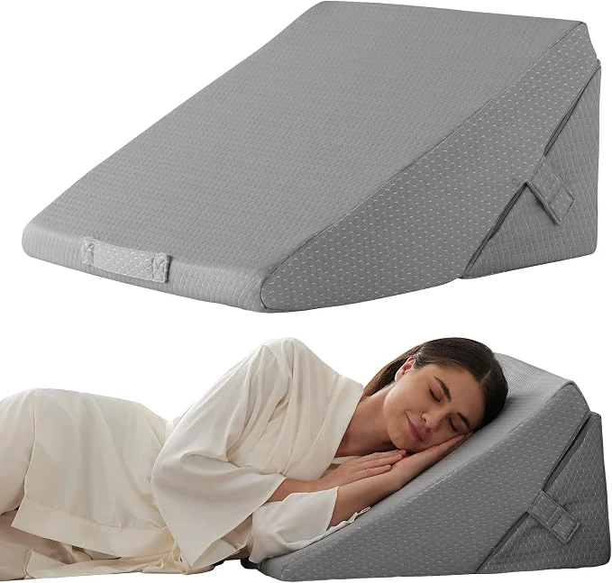 Dependable Wedge Pillow for Sleeping Adjustable 9 amp 12 Inch Foldable Bed Wedge Pillow Set Orthopedic Memory Foam Triangle Pillows Wedge 7-in-1 d Pillows for Leg and Back Support Grey Secure