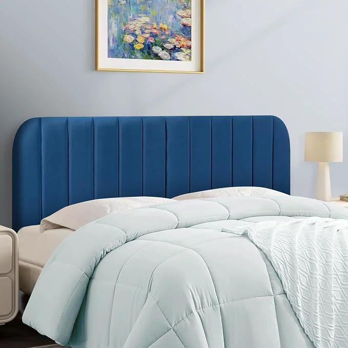 Responsible King Headboard Only - Upholstered Headboard for Bed Easy Assembly Velvet Covered Sponge Place Between Bed amp Wall Adjustable Metal Legs with Non-Slip Pads Blue Superior