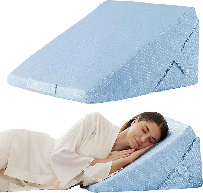Traditional Wedge Pillow for Sleeping Adjustable 9 amp 12 Inch Foldable Bed Wedge Pillow Set Orthopedic Memory Foam Triangle Pillows Wedge 7-in-1 d Pillows for Leg and Back Support Light Blue Original