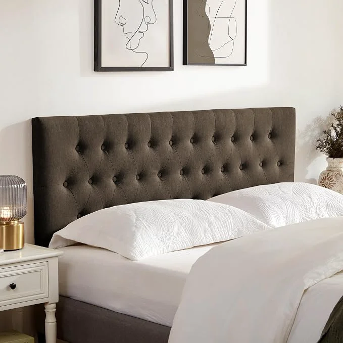 Green Tufted Upholstered Headboard Full Size Adjustable Height 37- 51 in Brown Sturdy and Durable Solid Wood Full XL Headboard Fabric Full Headboard Only Modern Button Diamond Design Head Board Luxury