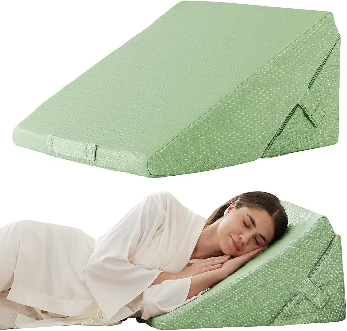 Authentic Wedge Pillow for Sleeping Adjustable 9 amp 12 Inch Foldable Bed Wedge Pillow Set Orthopedic Memory Foam Triangle Pillows Wedge 7-in-1 d Pillows for Leg and Back Support Green Comfortable