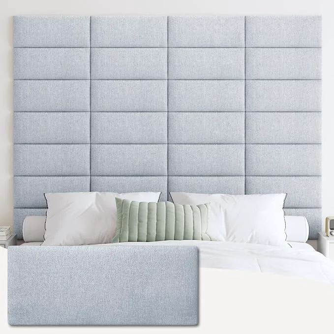 Exclusive IFNOW Wall Mounted Headboard Peel and Stick Panels Lvory White Queen 3D Soundproof Acoustic Padding Reusable and Removable Tufted fabric Bed Headboard for bedroom 9 Panels 10 quot x 24 quot Versatile
