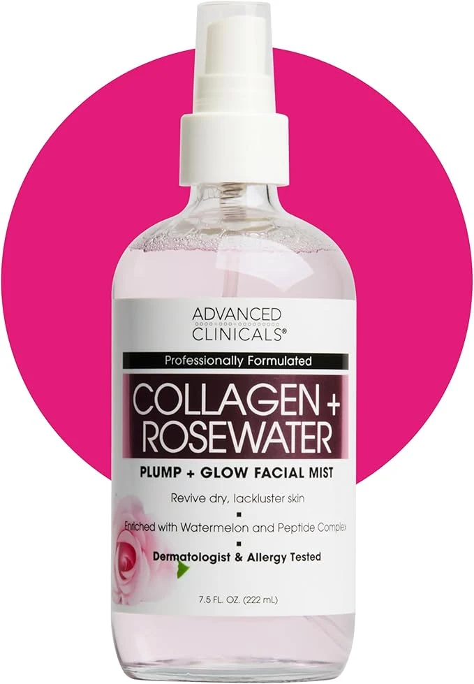 Convenient Advanced Clinicals Collagen Rosewater Face Mist Skin Care Reviving Hydrating Sophisticated