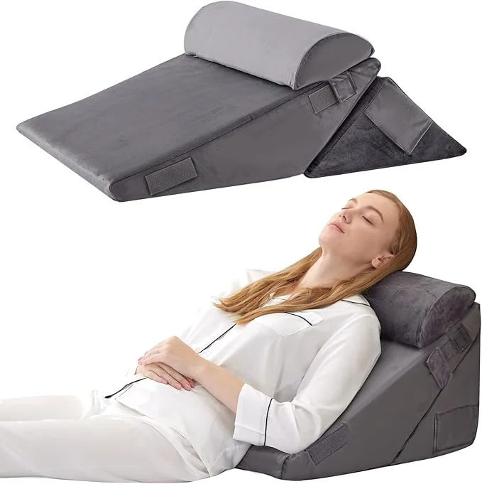 Practical 3Pcs Orthopedic Bed Wedge Pillow Set Foam Wedge Pillow Post Surgery for Back Leg and Knee Support Adjustable 9 amp 12 Inch Folding Triangle Pillow for Sleeping Acid Reflux Snoring Velvet Unique