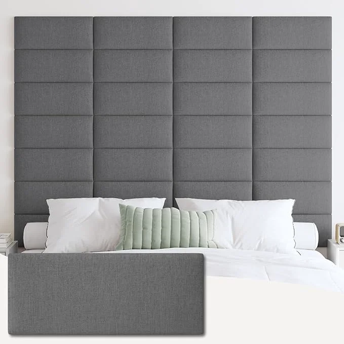 Carefully Designed IFNOW Wall Mounted Headboard Peel and Stick Panels Dark Grey Queen 3D Soundproof Acoustic Padding Reusable and Removable Tufted fabric Bed Headboard for bedroom 9 Panels 10 quot x 24 quot Excellent