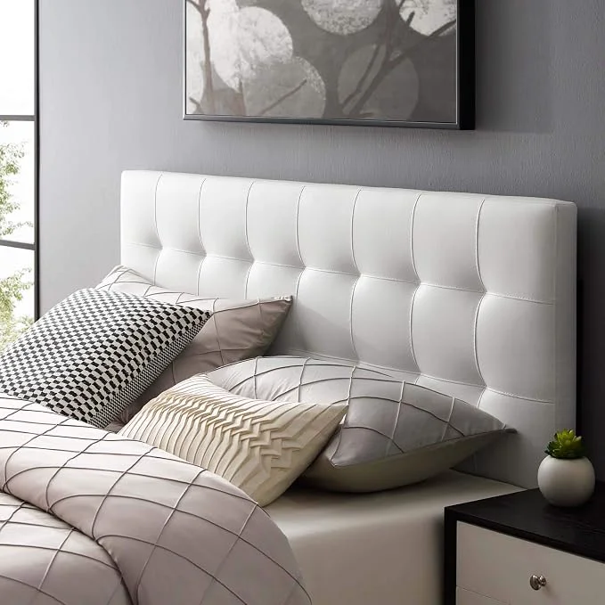 Lightweight Modway Lily Tufted Faux Leather Upholstered King Headboard in White Enhanced