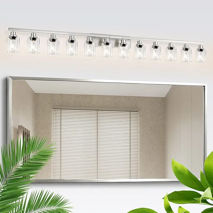Minimalist Brushed Nickel Bathroom Vanity Light 12 Light Brushed Nickel Bathroom Lighting Top-Quality