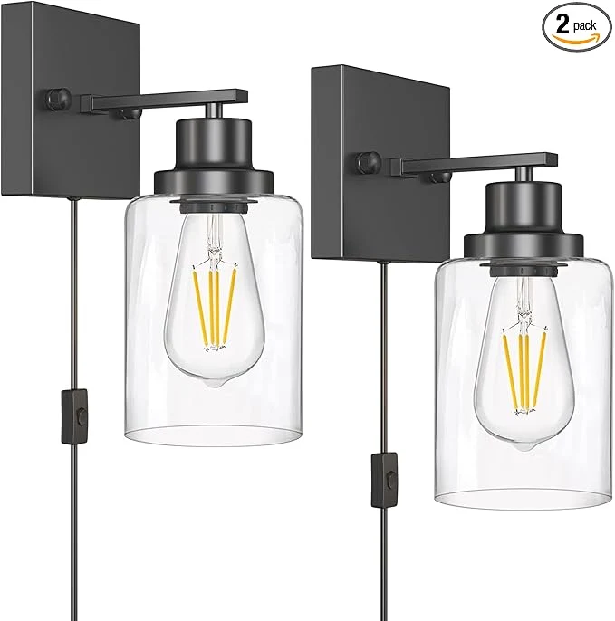 Official Plug in Wall Sconces 2 Pack Wall Lamp Rustic Plug in Wall Light Sconces Flexible