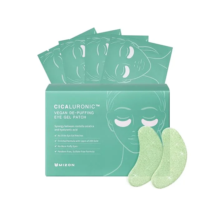 Proven MIZON Cicaluronic Vegan De-puffing Eye Gel Patch 24K Gold Cica Under Eye Mask Refined