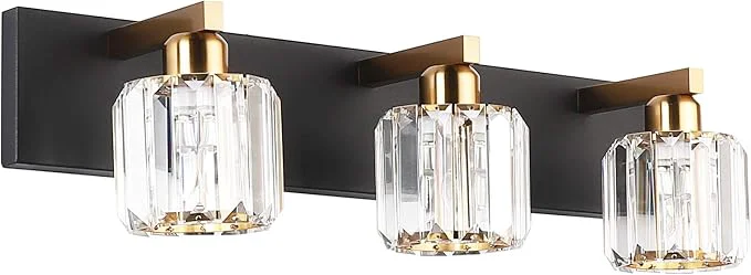 High-Performance Aipsun Crystal Vanity Light Black Bathroom Vanity Lighting Fixtures 3 Lights Advanced