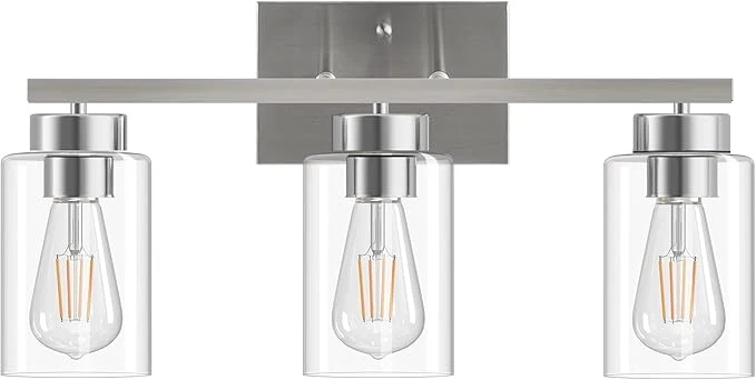Carefully Designed PARTPHONER 3-Light Bathroom Light Fixtures Brushed Nickel Vanity Light Easy-to-Use