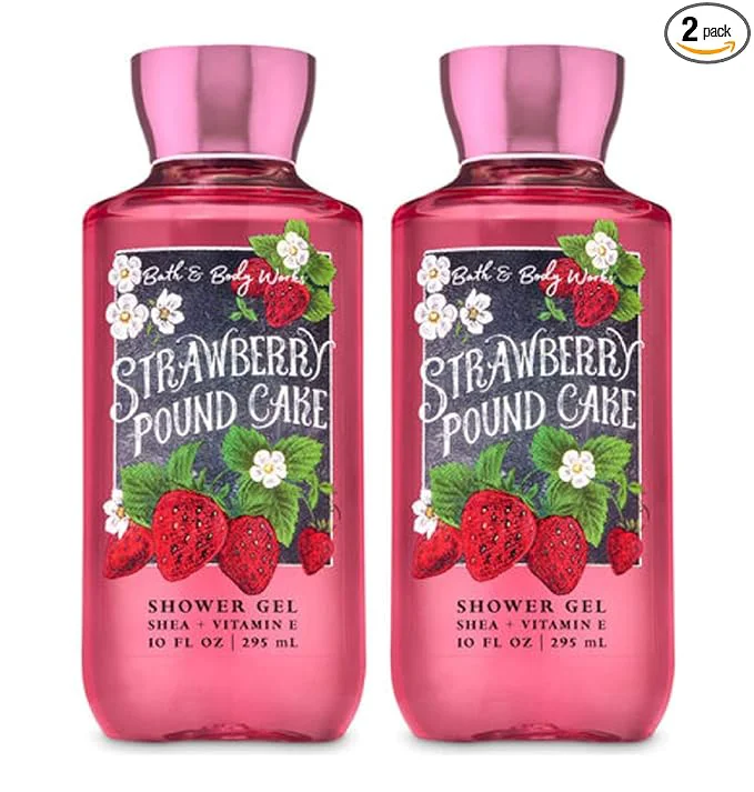 High-Performance Bath and Body Works Strawberry Pound Cake Shower Gel 10 Oz 2 Pack High-Quality