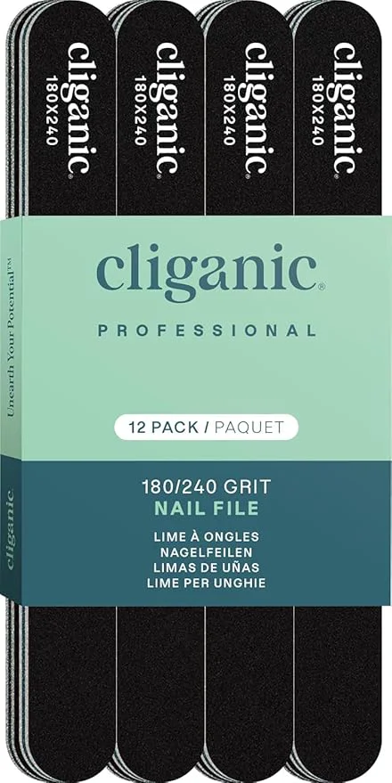 Premium Cliganic 12 Pack Nail File Set 180 240 Grit Professional Emery Boards Selected