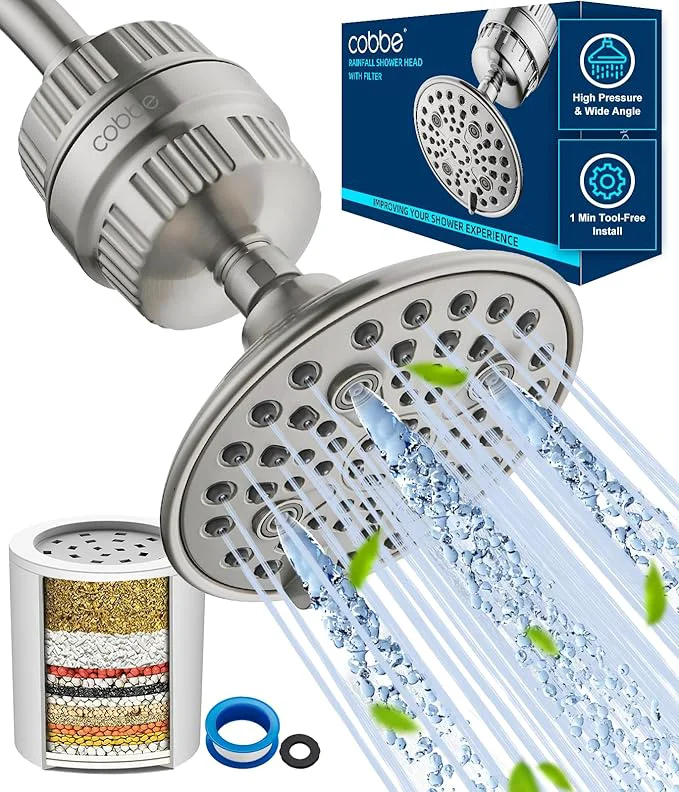 Reliable Cobbe 6-Setting High Pressure Filtered Shower Head Combo Detachable Rain Outstanding