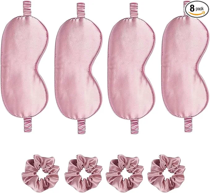 Natural Satin Eye Mask 8Pcs Silk Sleep Masks Silky Blindfold Eyeshade Blackout Eyes Crafted