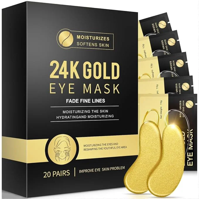 Efficient Under Eye Patches 20 Pairs 24K Gold Eye Patches Genuine