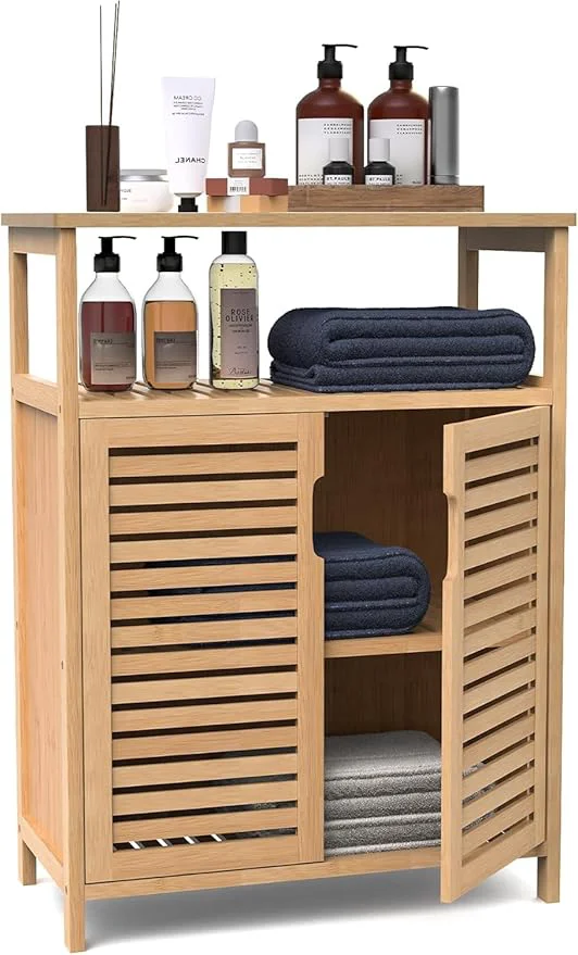 Convenient Bamboo Bathroom Storage Cabinet Refined