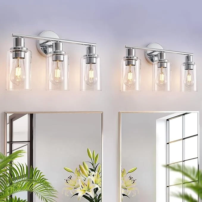 Sustainable DLLT 3-Light Bathroom Light Fixtures Chrome Modern Vanity Lights Lightweight
