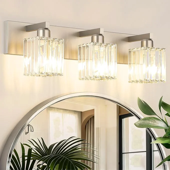 Genuine Aipsun Brushed Nickel Vanity Light Bathroom Lighting Fixtures 3 Light Crystal Innovative